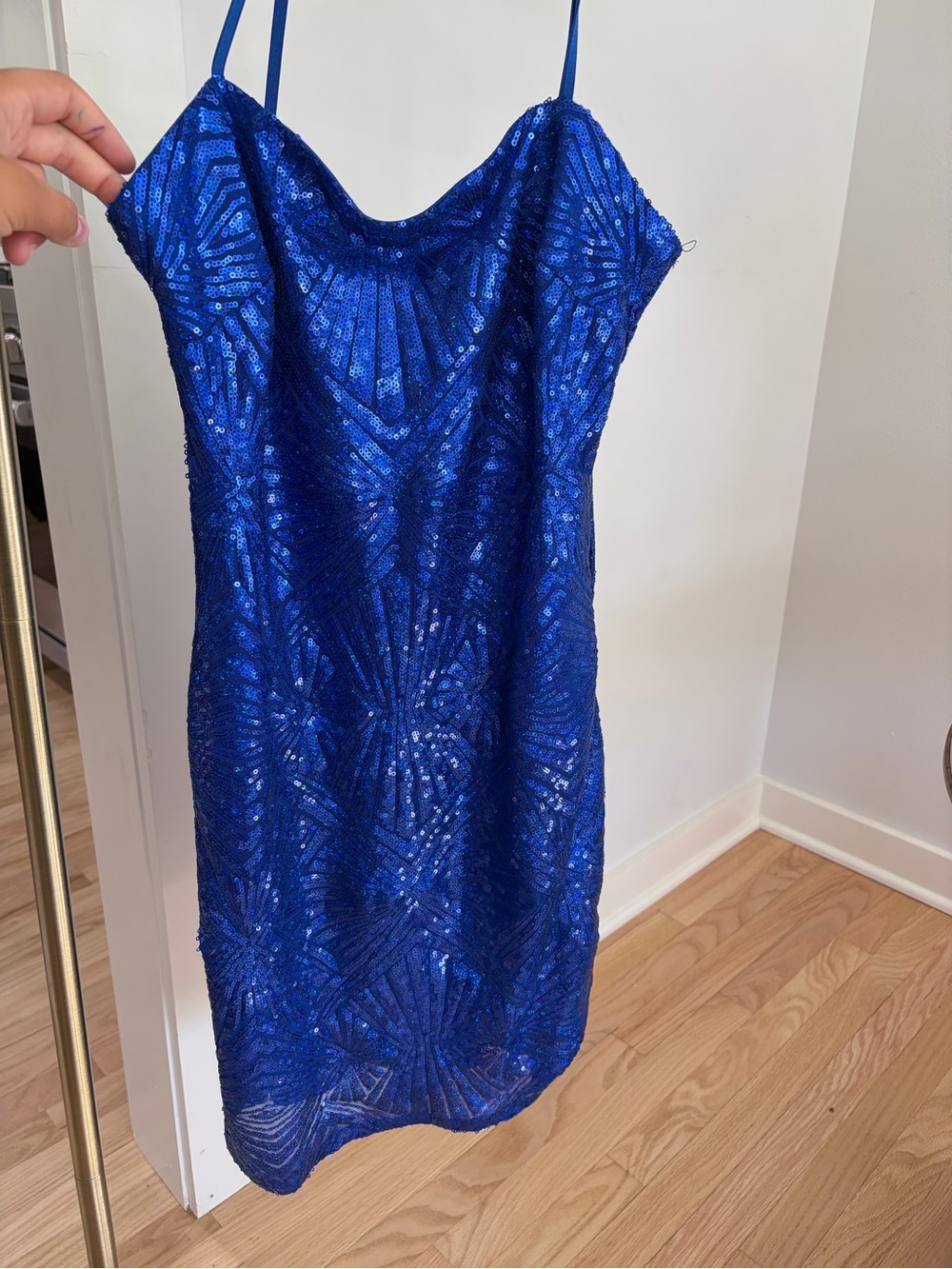 Blue Sequin Slip Dress - Elegant Party Dress